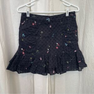 Parker Women's Black Flower Ruffle Floral Cotton Eyelet Mini Skirt
